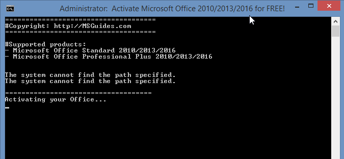 Activate Microsoft Office 2016 Run